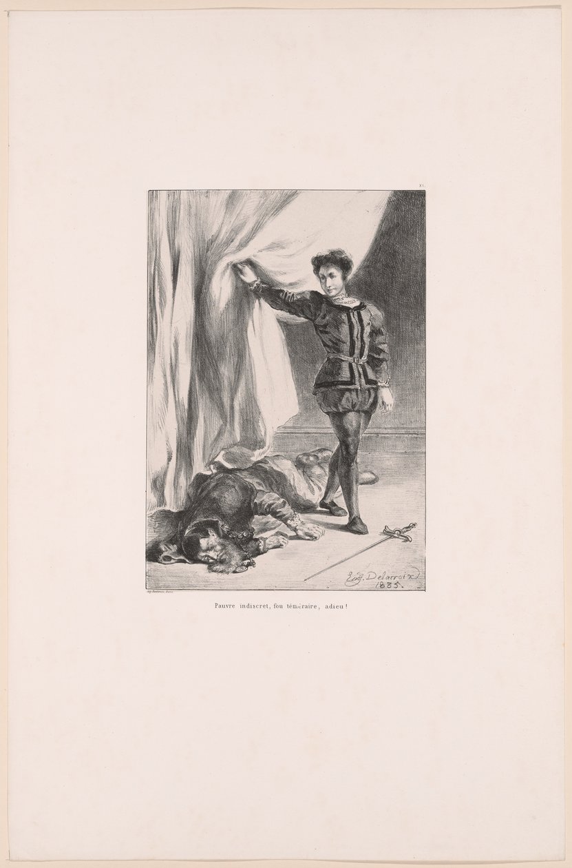 Amleto e il corpo di Polonio, tavola 11 da Amleto da Eugène Delacroix