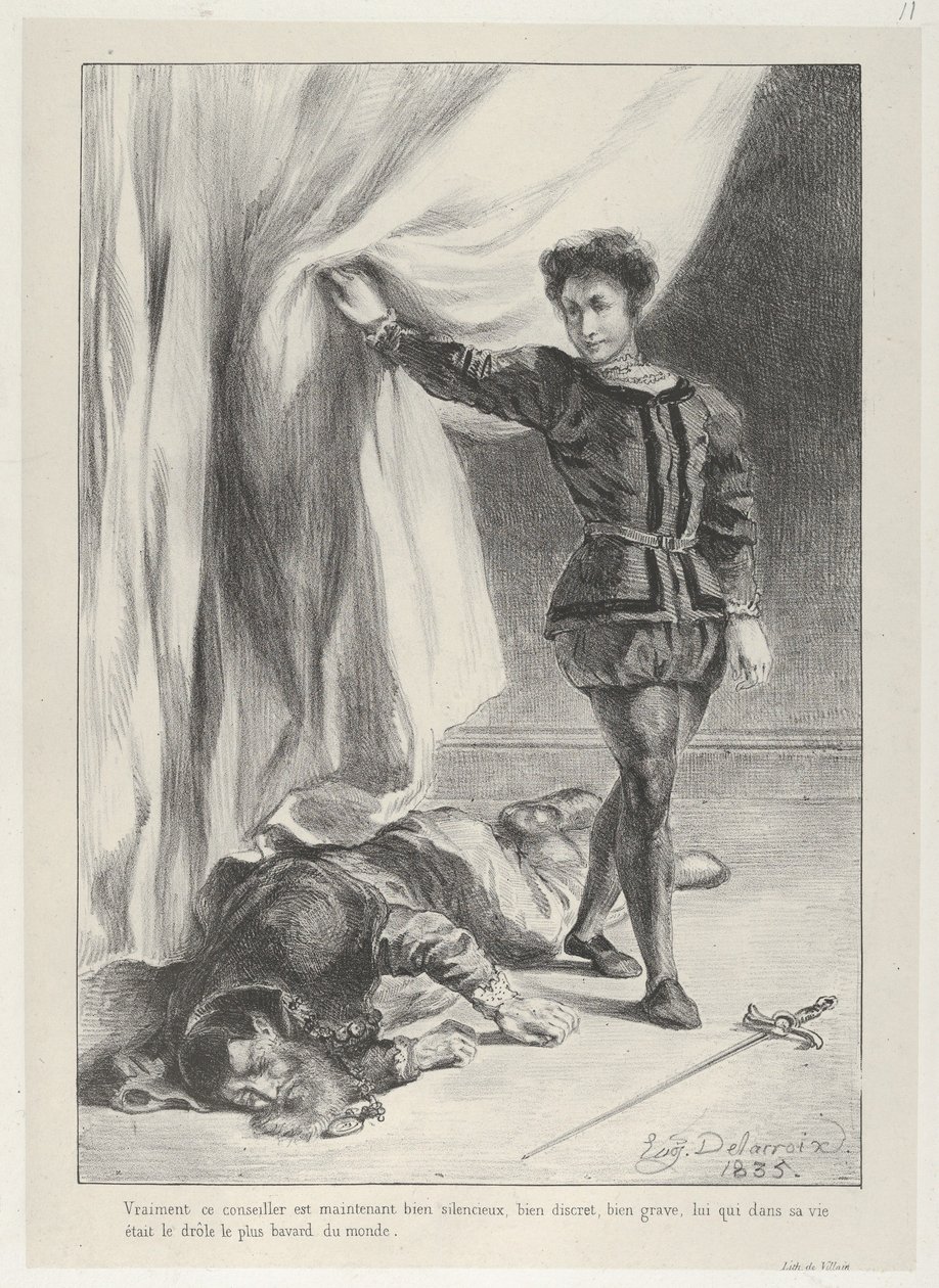 Amleto e il cadavere di Polonio da Eugène Delacroix
