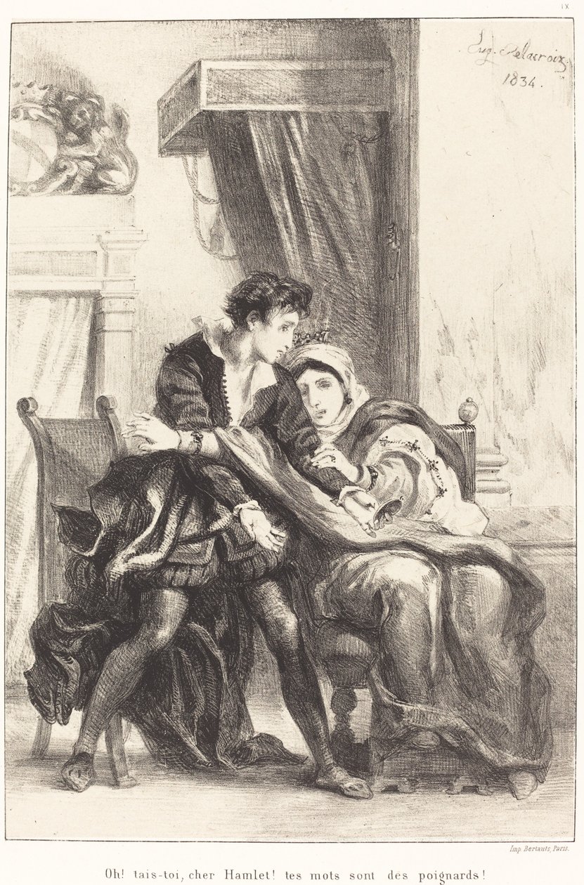 Amleto e la Regina (Atto III, Scena IV) da Eugène Delacroix
