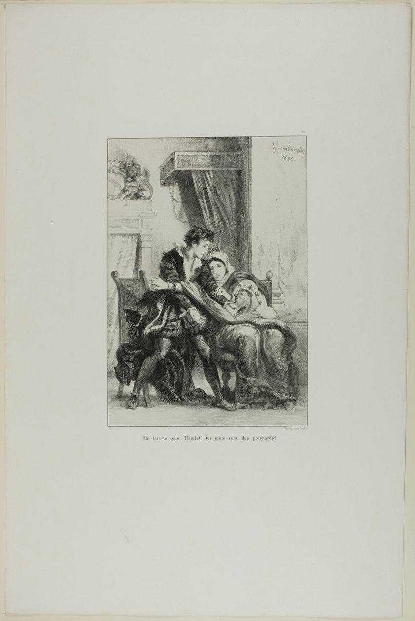 Amleto e la regina, tavola 10 da Amleto da Eugène Delacroix