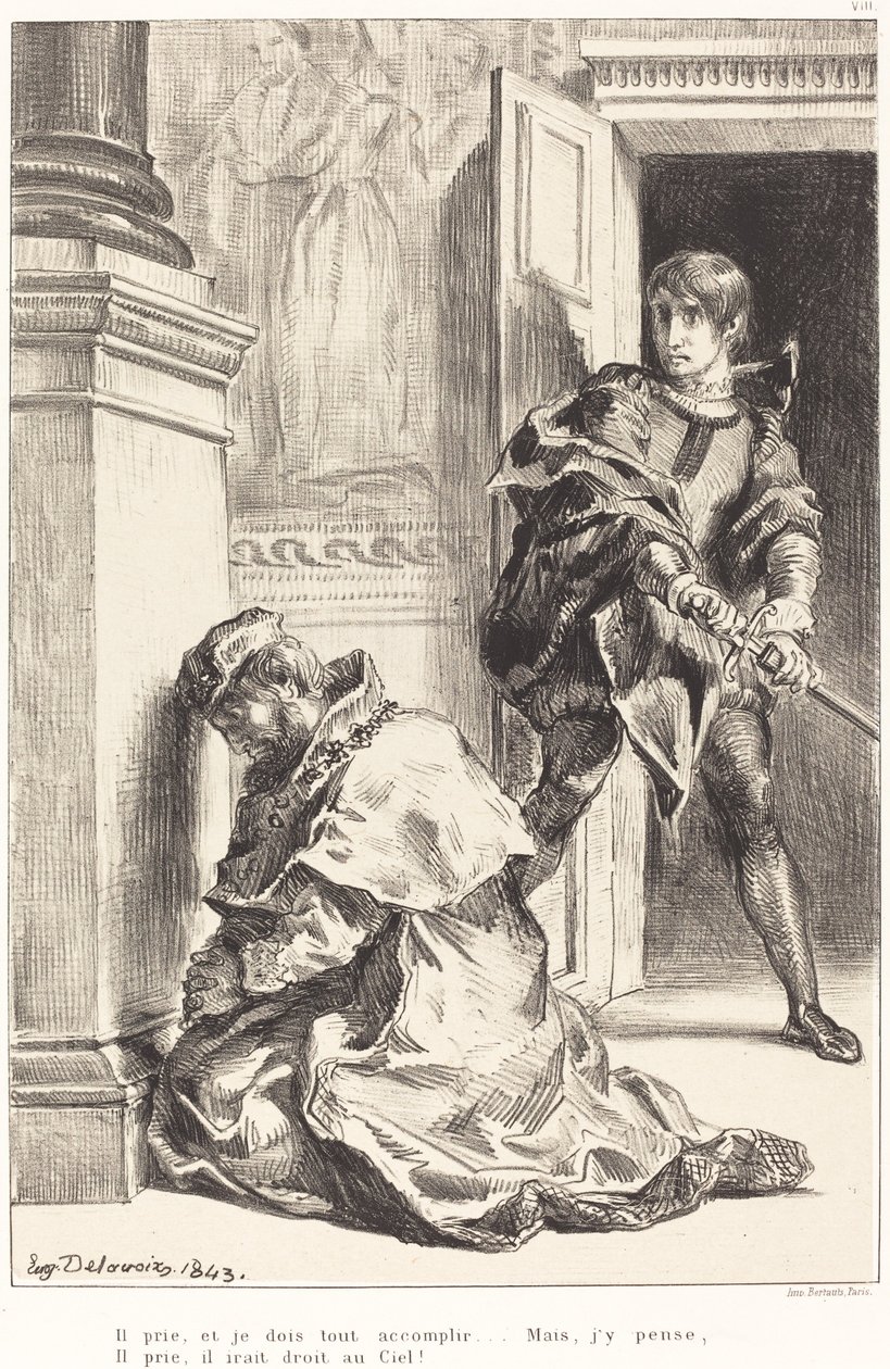 Amleto è tentato di uccidere il re (Atto III, Scena III) da Eugène Delacroix