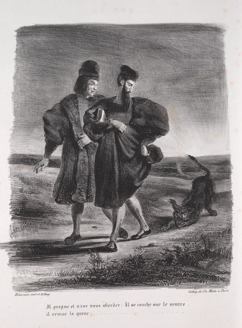 Illustrazioni per Faust: Faust, Mefistofele e il barbet da Eugène Delacroix