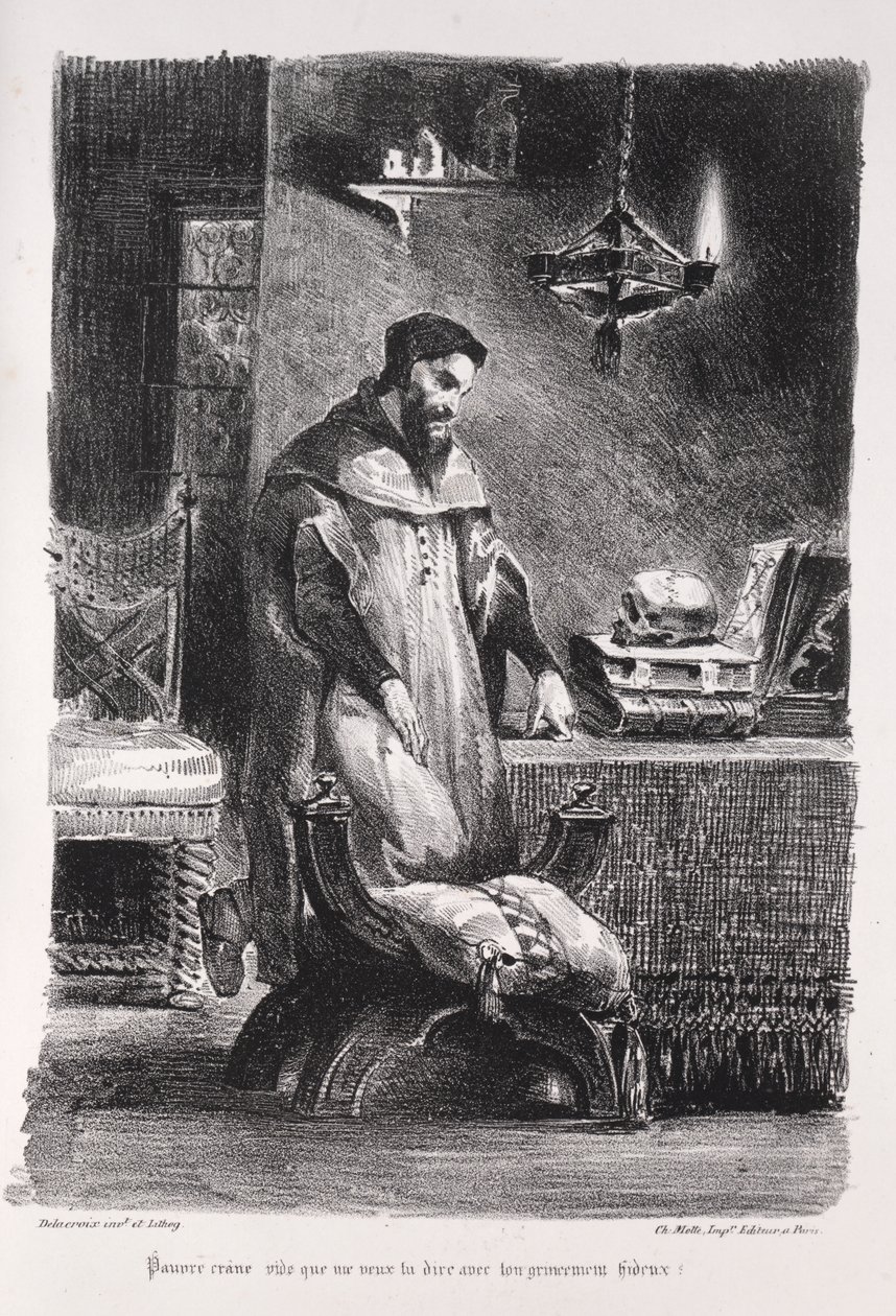 Illustrazioni per Faust: Faust nel suo camerino da Eugène Delacroix