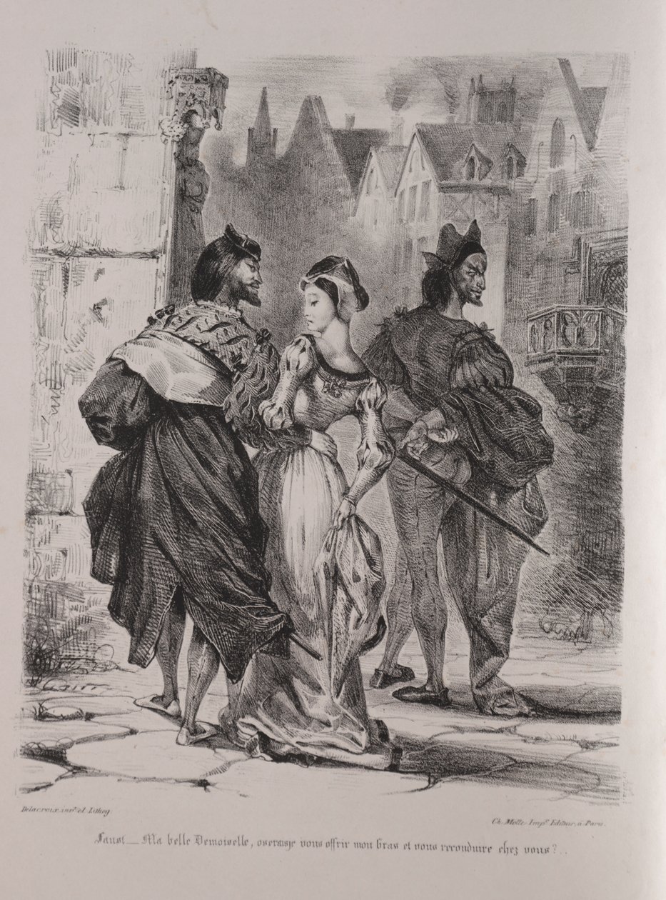 Illustrazioni per Faust: Faust cerca di sedurre Margherita da Eugène Delacroix