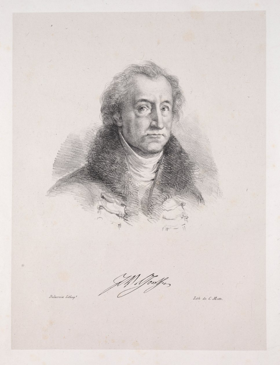 Illustrazioni per Faust: Frontespizio - Ritratto di Johann Wolfgang von Goethe da Eugène Delacroix