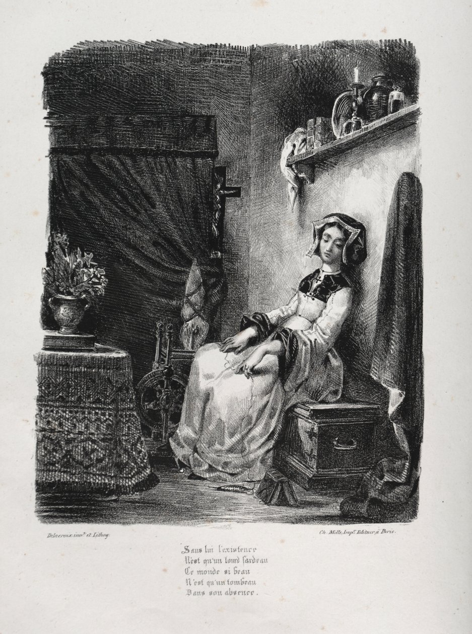 Illustrazioni per Faust: Margherita con la ruota da Eugène Delacroix