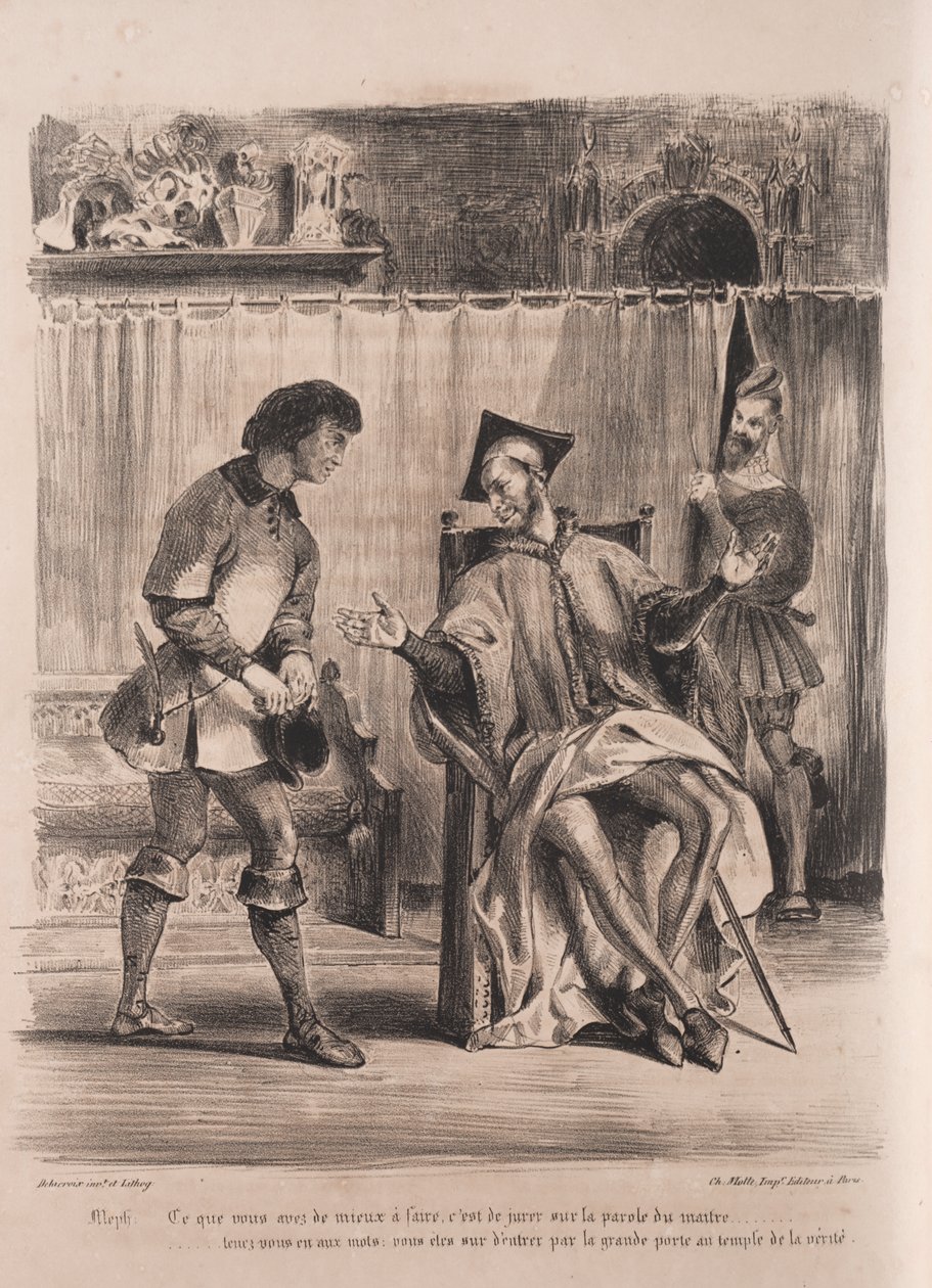 Illustrazioni per Faust: Mefistofele riceve lo scolaro da Eugène Delacroix