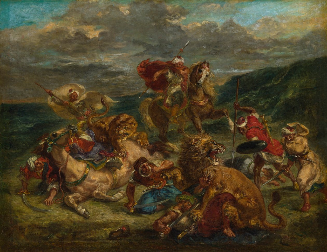 Caccia al leone da Eugène Delacroix