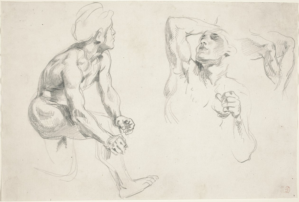 Nudo maschile in posa per figure nella "Frise de la Guerre" da Eugène Delacroix