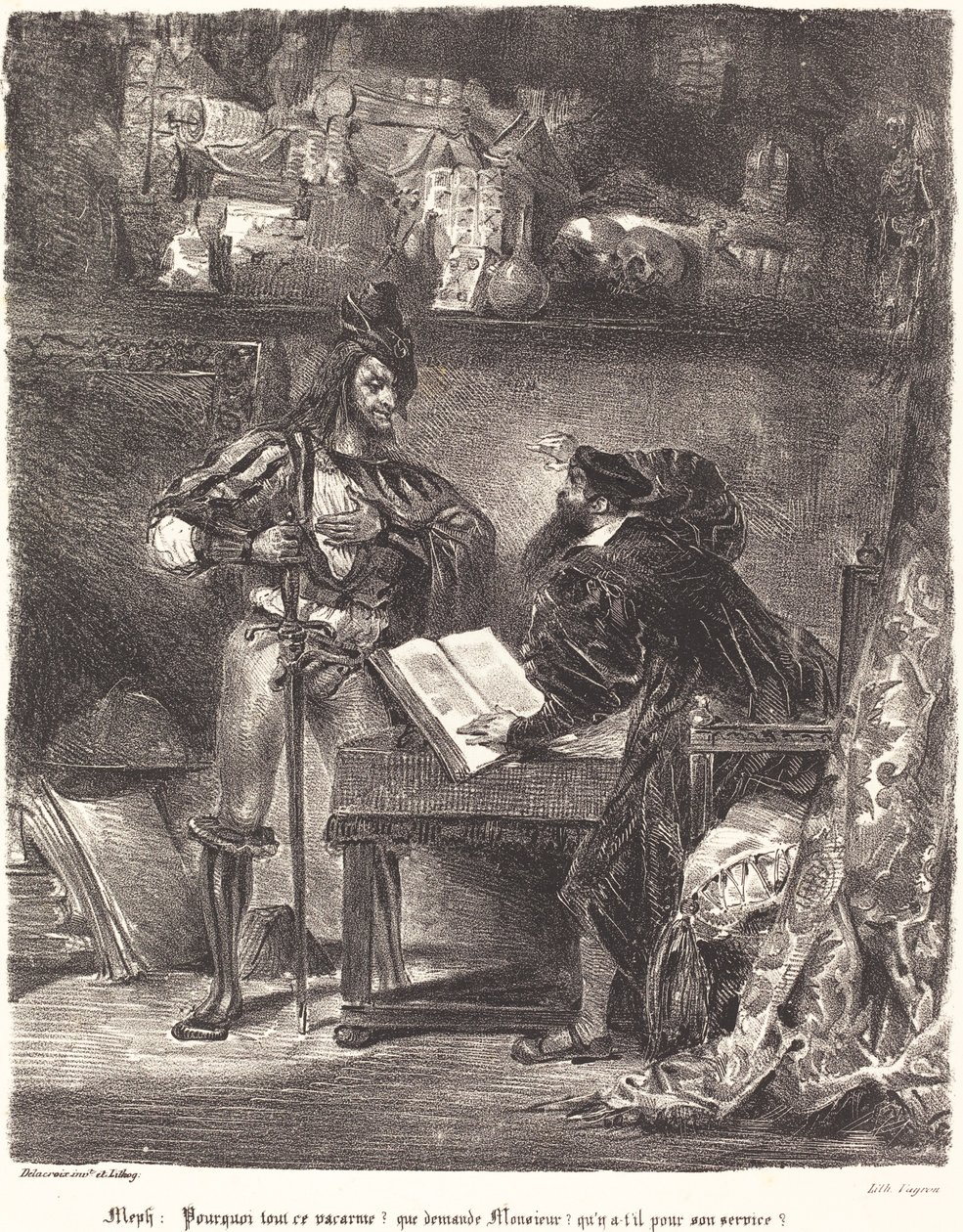 Mefisto appare a Faust da Eugène Delacroix
