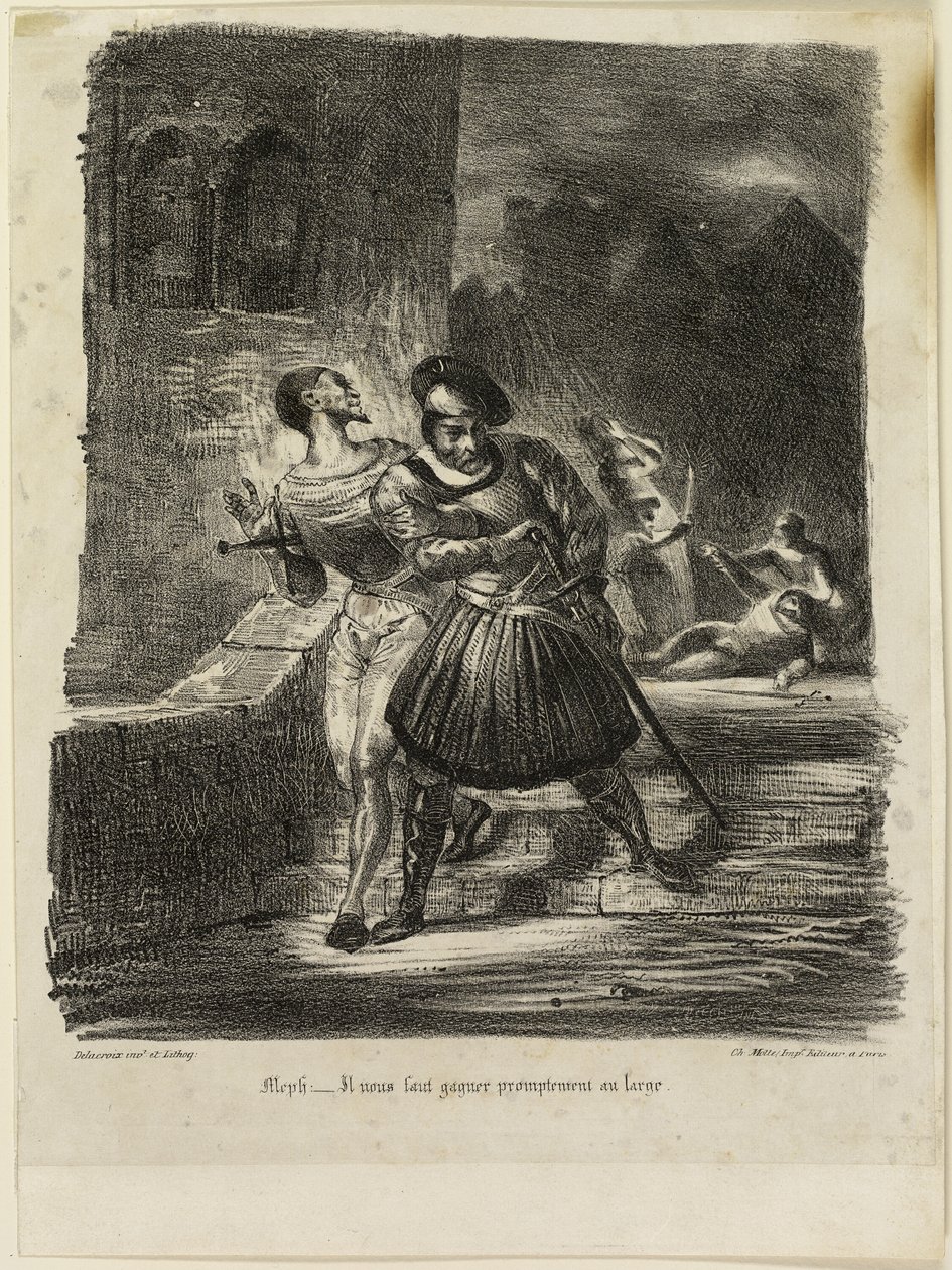 Mefistofele e Faust in fuga dopo il duello da Eugène Delacroix