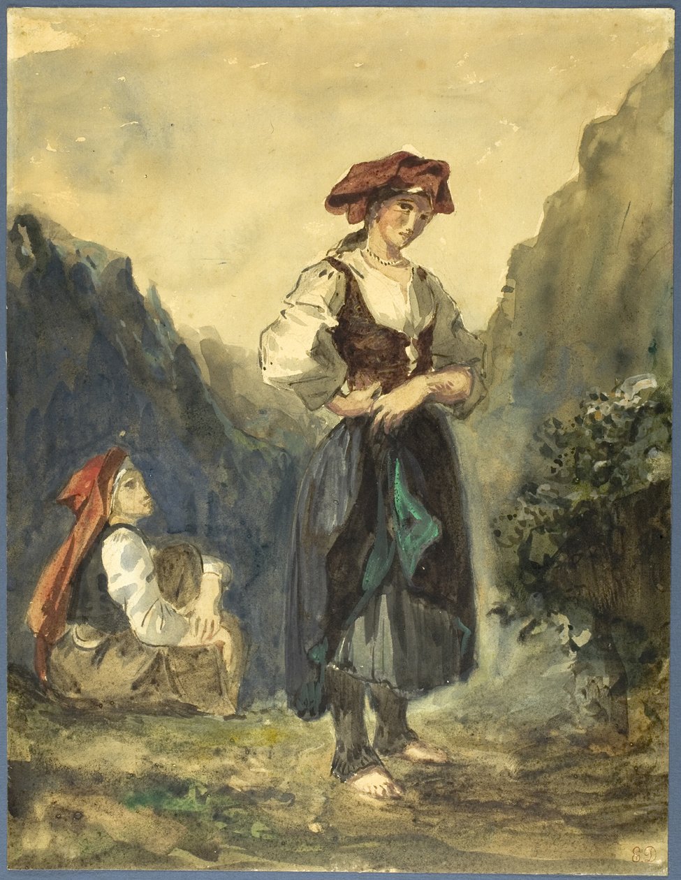 Le donne contadine della regione delle Eaux-Bonnes da Eugène Delacroix