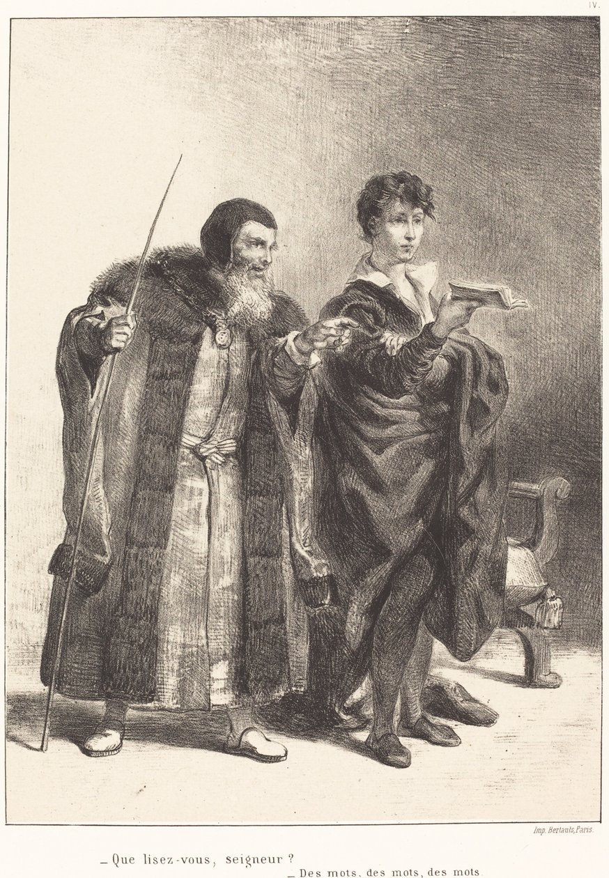 Polonio e Amleto Atto II, Scena II da Eugène Delacroix