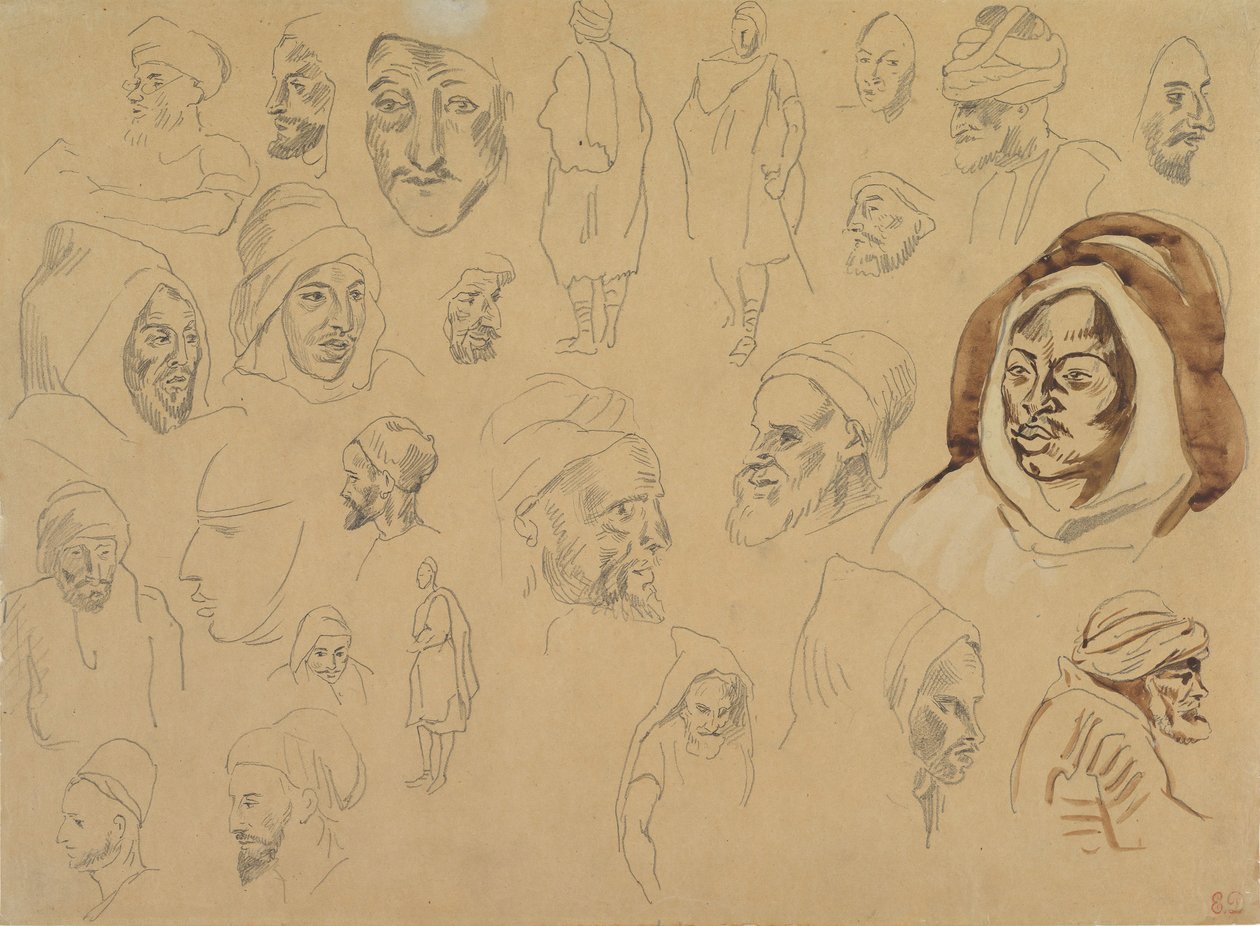 Studi di teste e figure arabe, dopo il 1832 da Eugène Delacroix