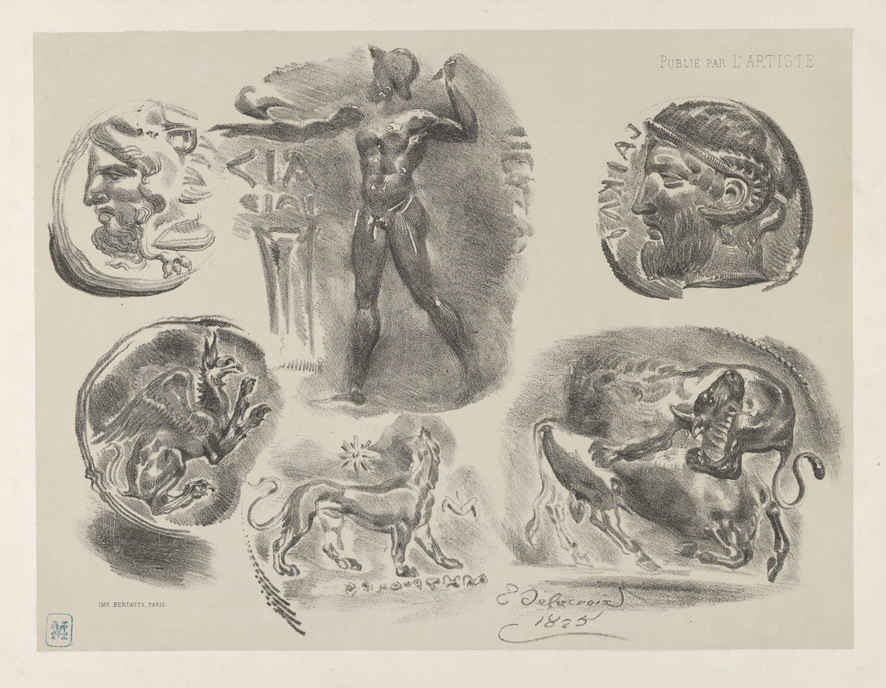 Studi di sei monete greche, 1825 da Eugène Delacroix