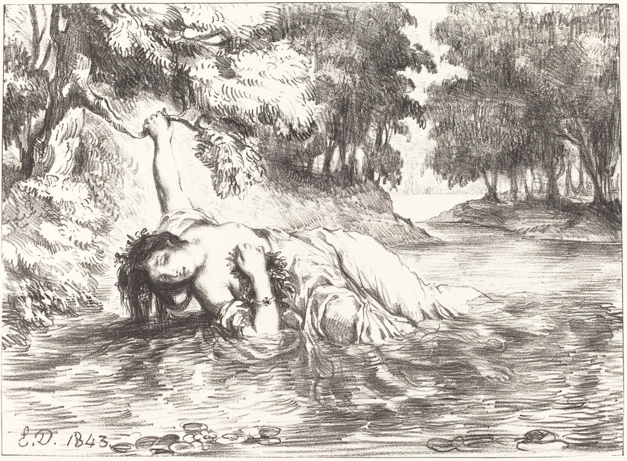 La morte di Ofelia Atto IV, Scena VII da Eugène Delacroix