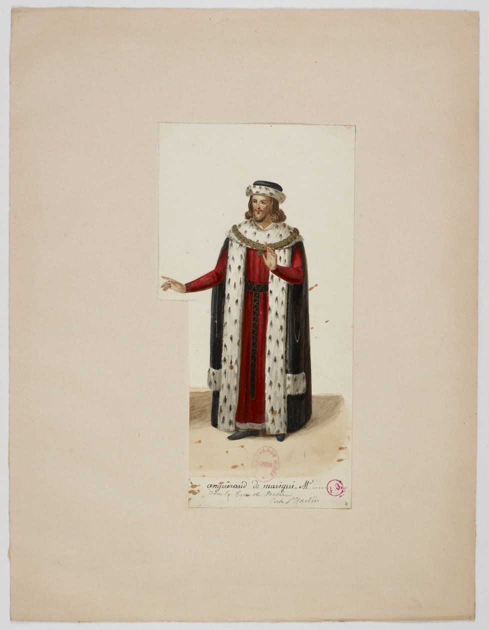 Costume di Enguerrand de Marigny (La Tour de Nesle, 1832) da Eugène Du Faget