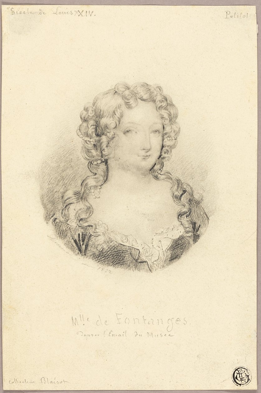Ritratto Medaglione di Mlle de Fontanges da Eugène François Marie Joseph Devéria