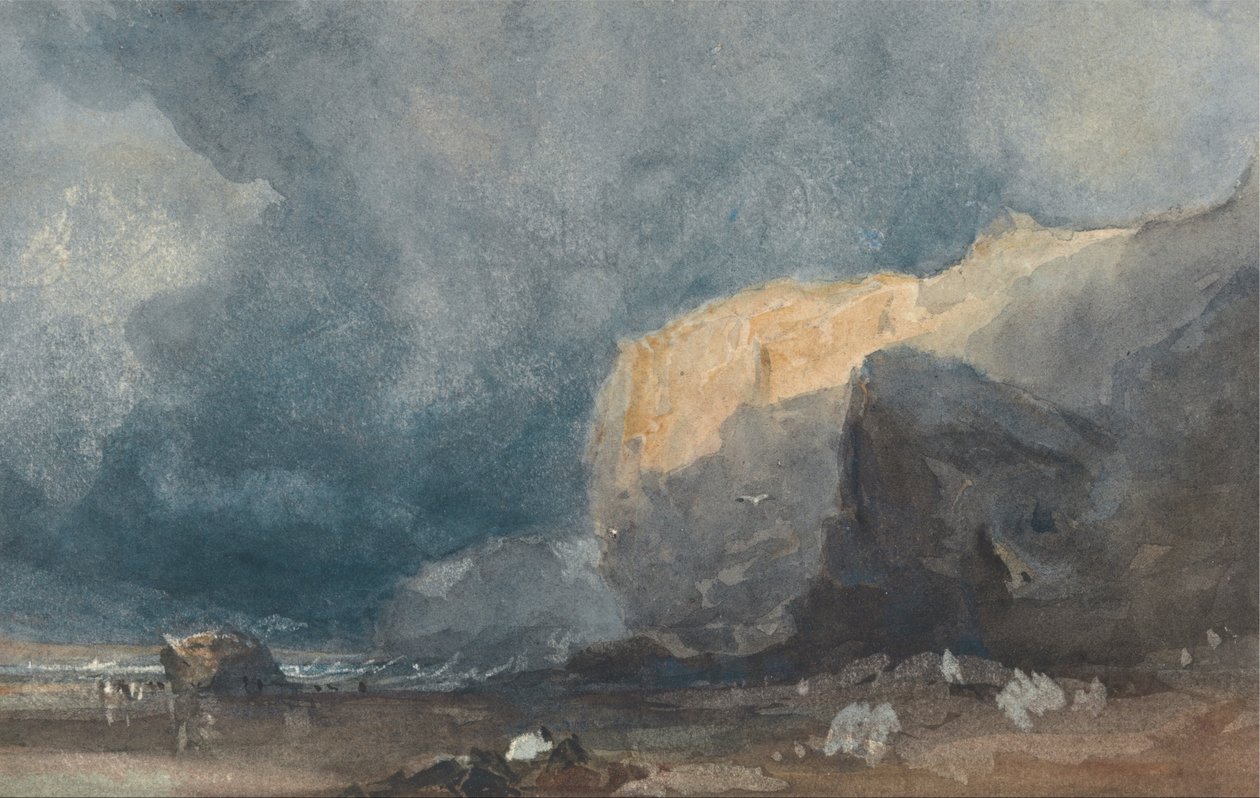 Vicino a Ventnor - Paesaggio costiero con cielo scuro da Eugene Isabey
