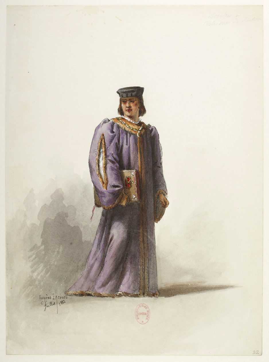 Btv1b84558104 32 - Saint-Saëns - Enrico VIII - Modelli in costume - Lacoste - 32. Scriba in costume da medico da Eugene Lacoste