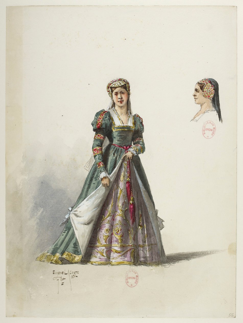 Btv1b84558104 55 - Saint-Saëns - Enrico VIII - Modelli in costume - Lacoste - 55. Costume e copricapo da Eugene Lacoste