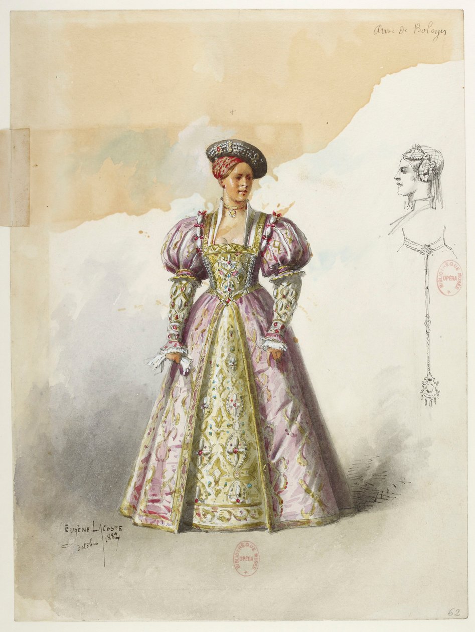 Btv1b84558104 63 - Saint-Saëns - Enrico VIII - Modelli di costumi - Lacoste - 62. Anna Bolena senza colletto da Eugene Lacoste