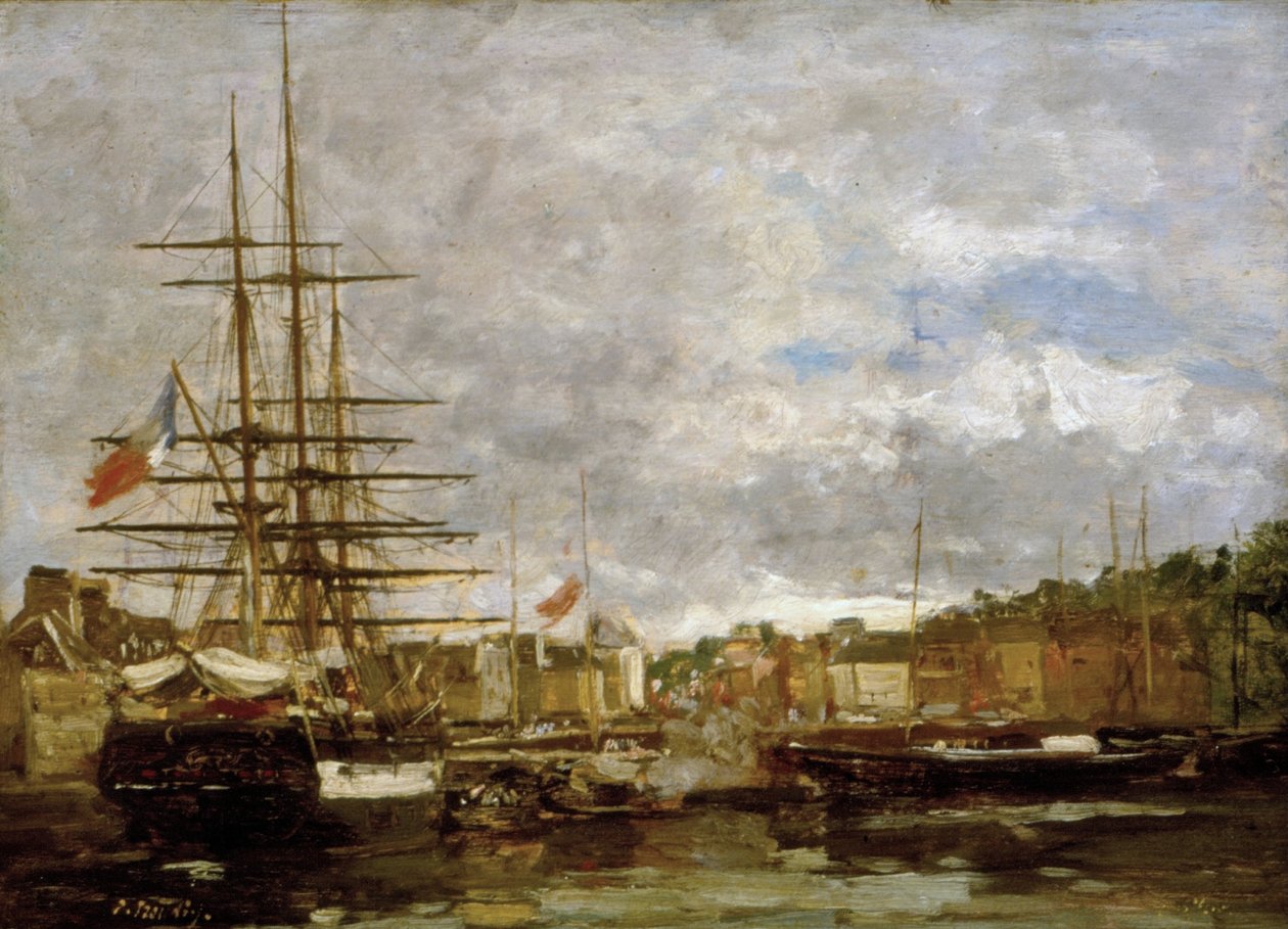 Honfleur - Navi attraccate nel porto da Eugene Louis Boudin