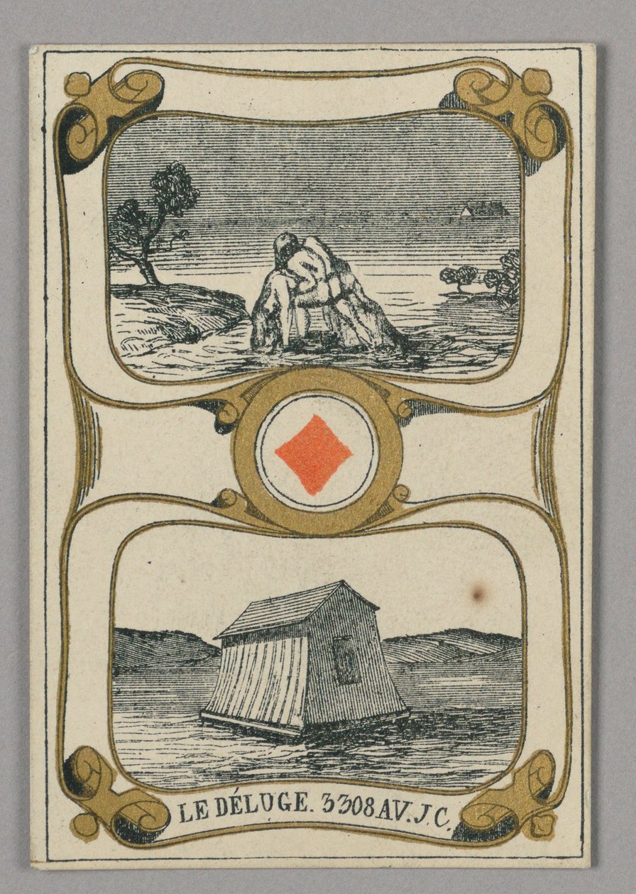 Il diluvio, carta da gioco dal set di "Cartes héroïques" o "Des grands hommes" da Eugène Moreau