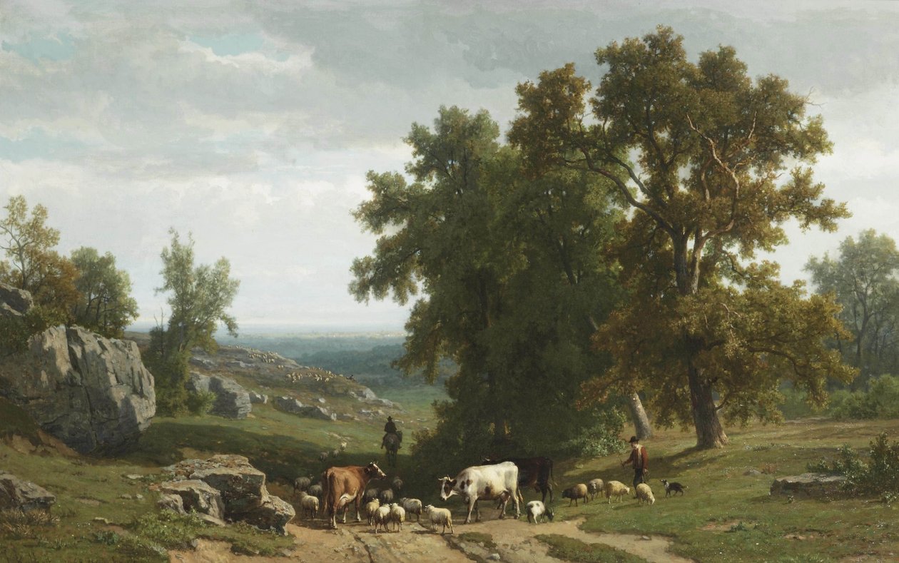 Bestiame e figure in un paesaggio estivo da Eugène Verboeckhoven