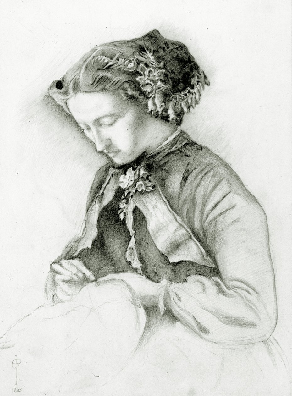 Ritratto di Effie con digitali nei capelli (La digitale) 1853 da Euphemia Ruskin