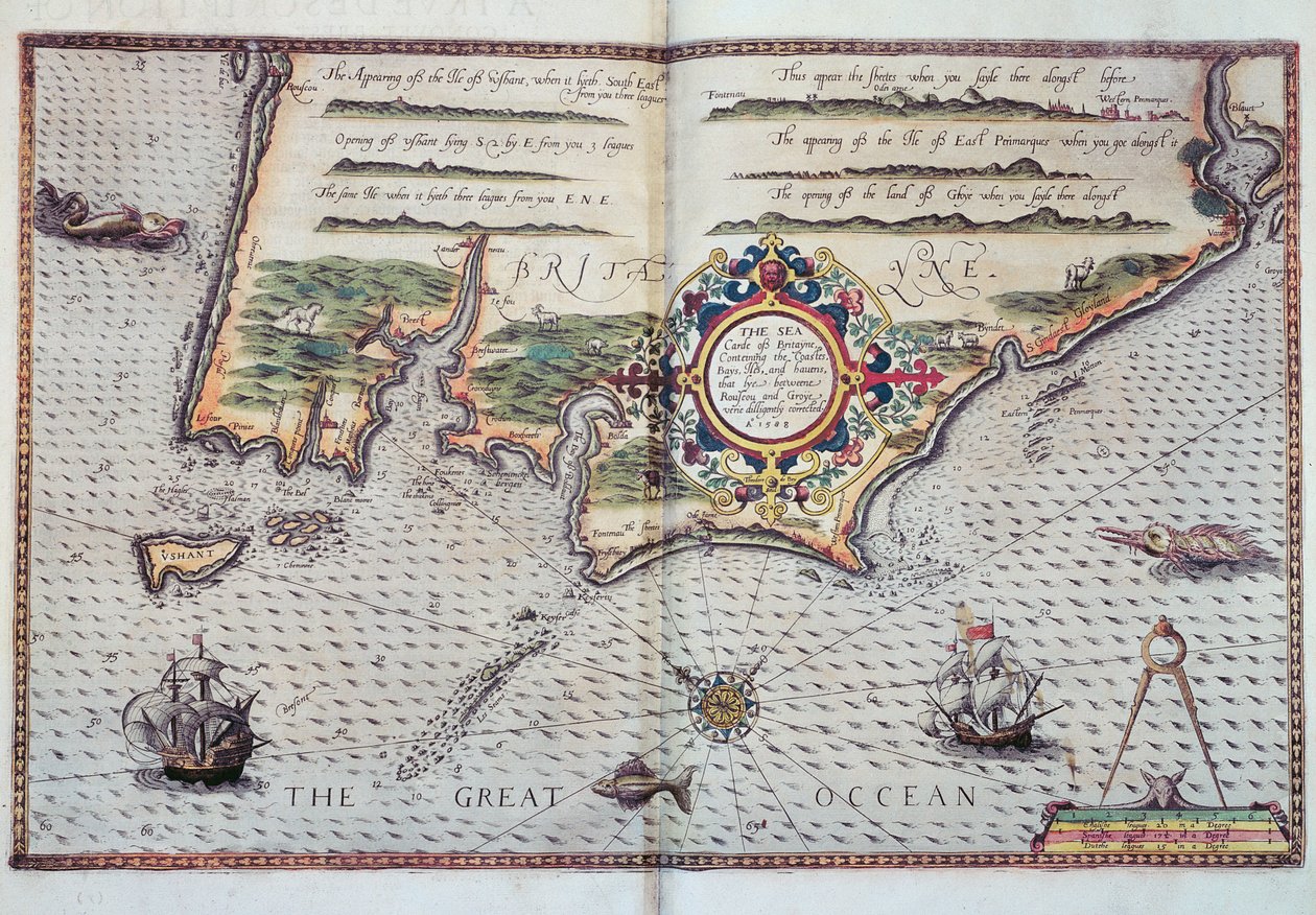 Mappa della costa della Bretagna, 1588 da European School