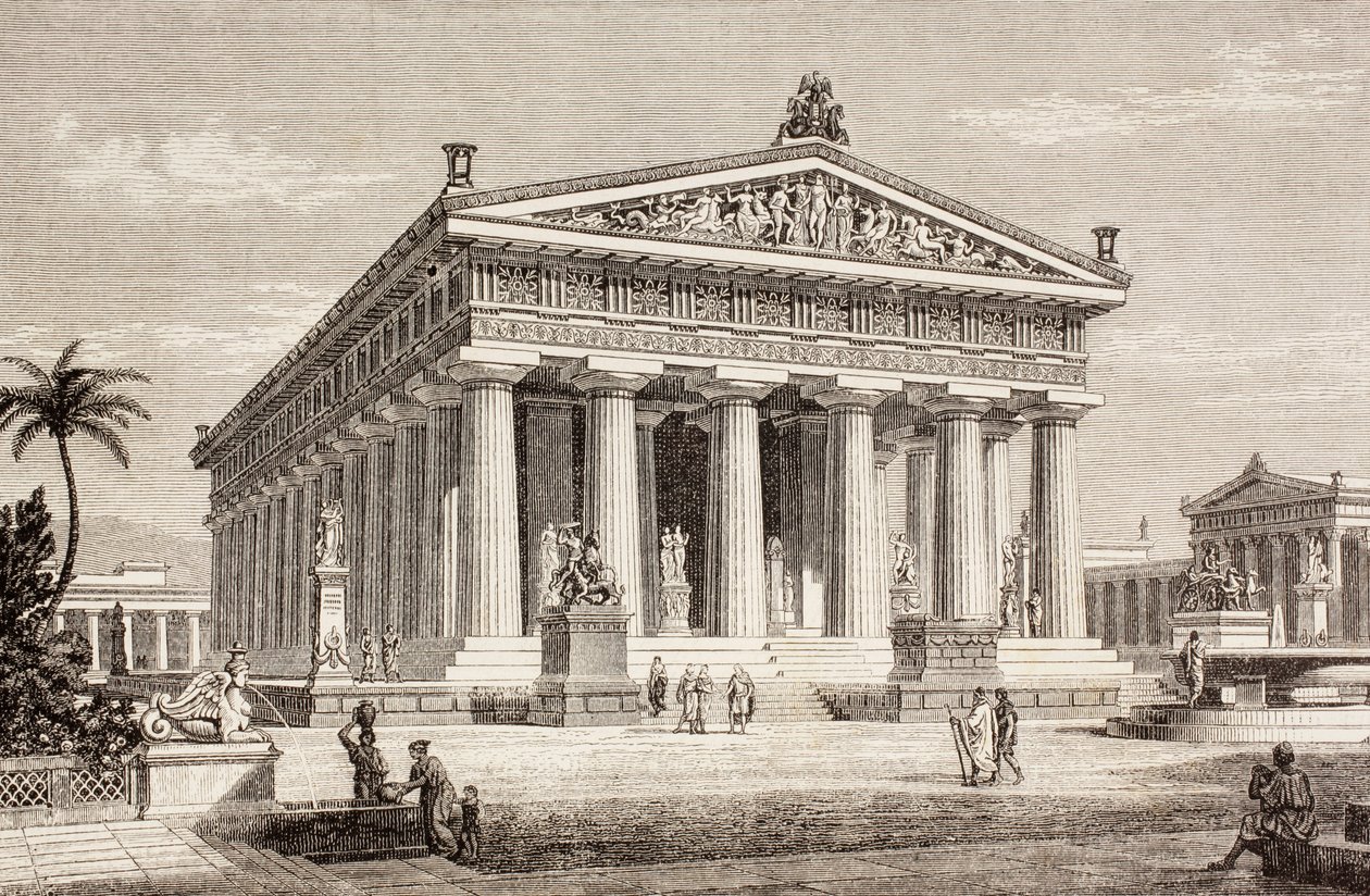 Impressione artistica del Tempio di Poseidone, Paestum, da 