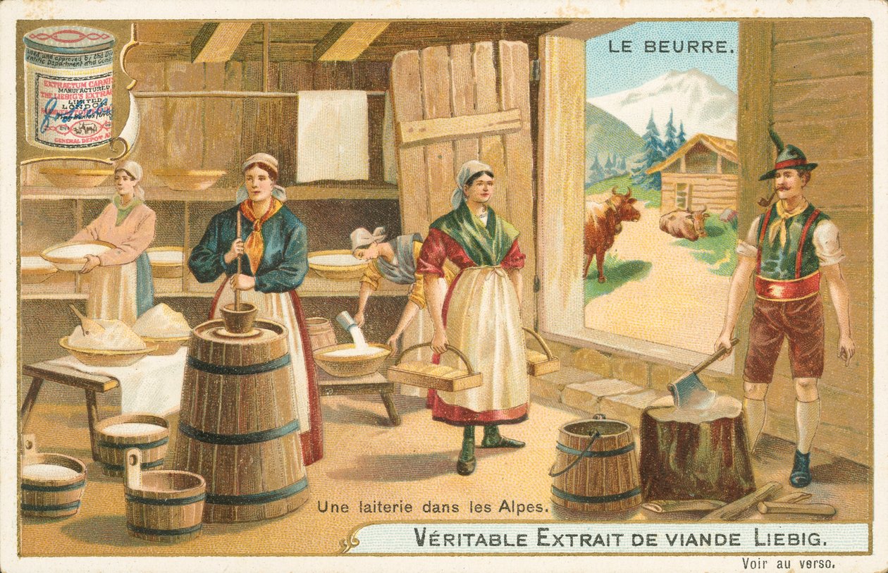 Burro, carta Liebig, inizio XX secolo (cromo) da European School