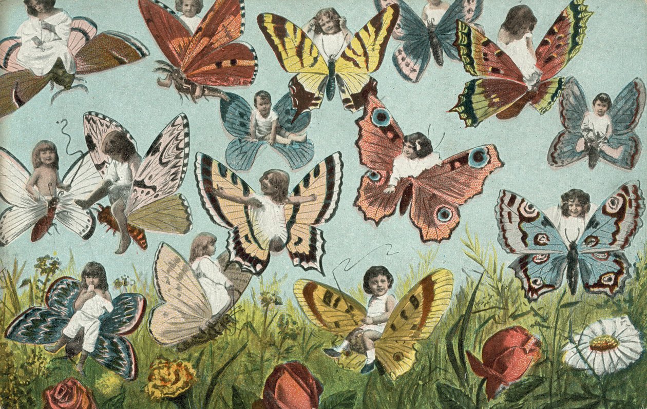 Bambini come farfalle (litografia a colori) da European School