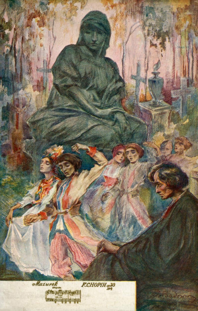 Danza su una Mazurka composta da Frederic Chopin (litografia a colori) da European School