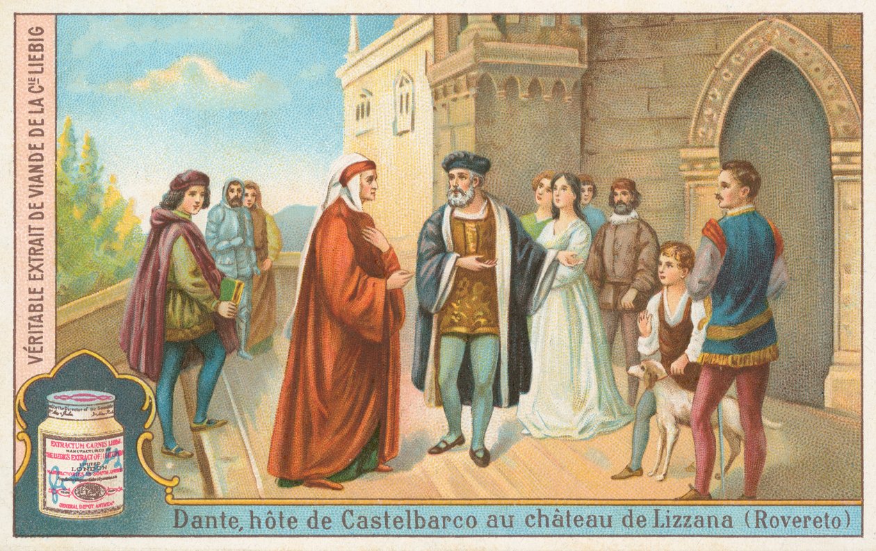 Dante, carta Liebig, inizio XX secolo (cromo) da European School