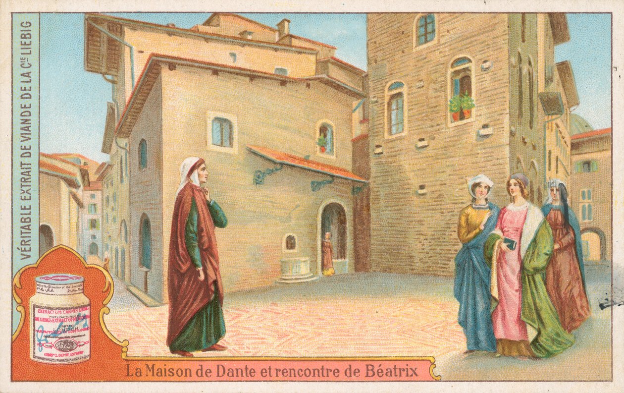 Dante, carta Liebig, inizio XX secolo (cromo) da European School