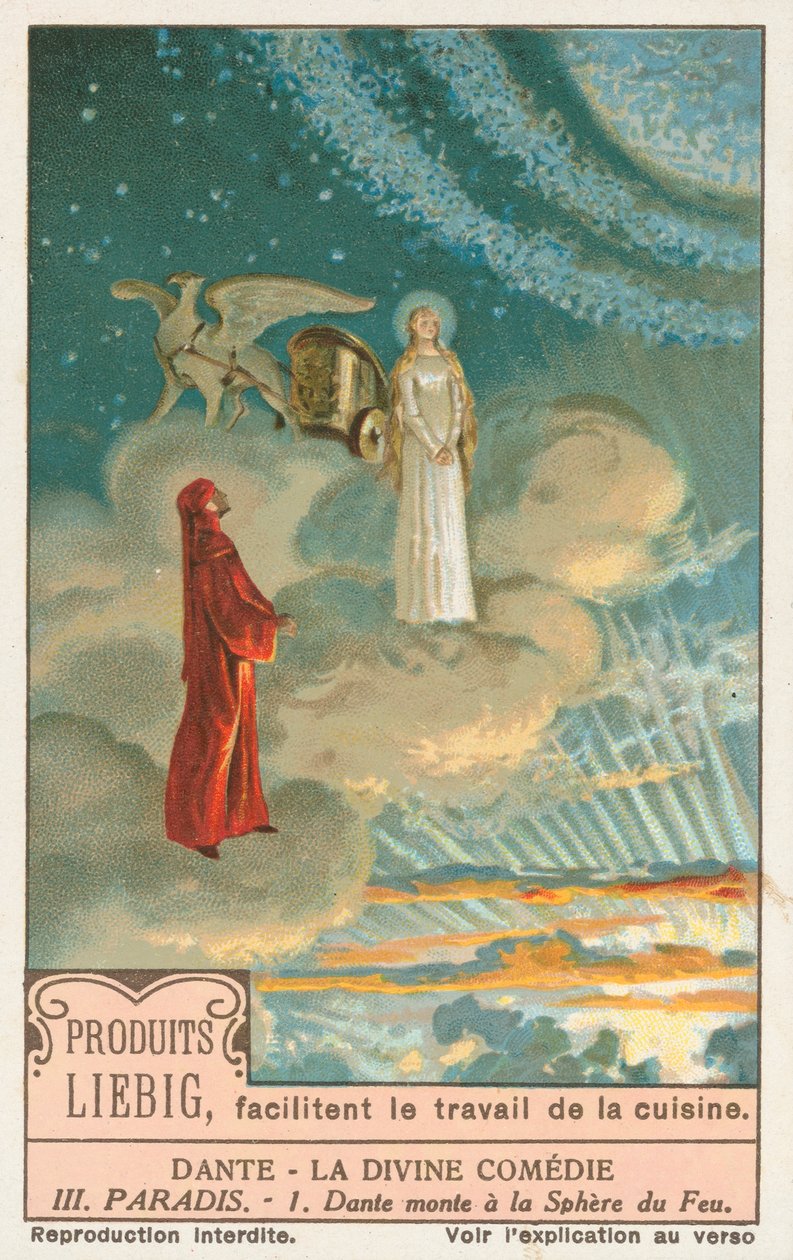 Dante, La Divina Commedia, carta Liebig, inizio XX secolo (cromo) da European School