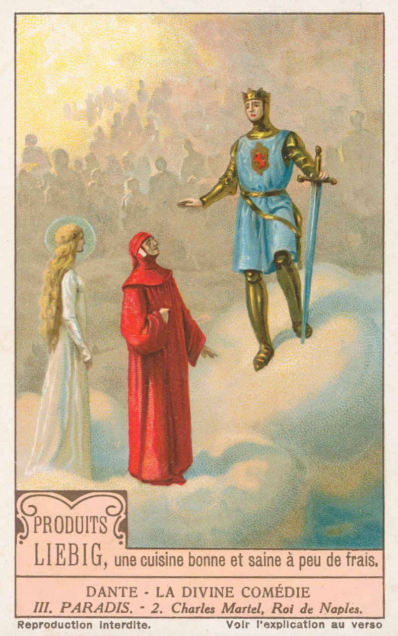 Dante, La Divina Commedia, carta Liebig, inizio XX secolo (cromo) da European School