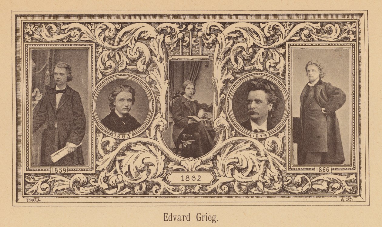 Edvard Grieg, compositore norvegese (incisione) da European School