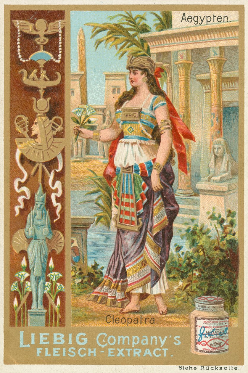 Egitto, Cleopatra, carta Liebig, inizio XX secolo (cromo) da European School