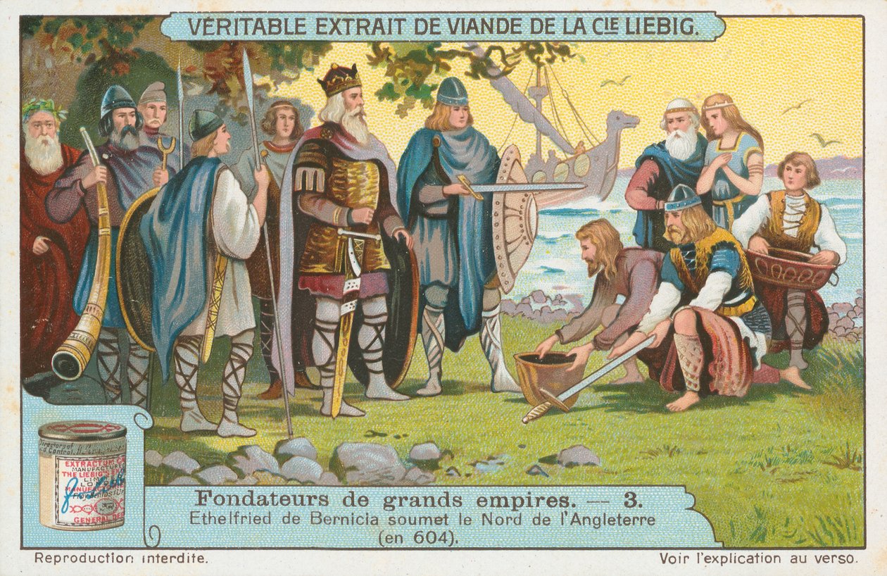 Ethelfried de Bernicia, carta Liebig, inizio XX secolo (cromo) da European School