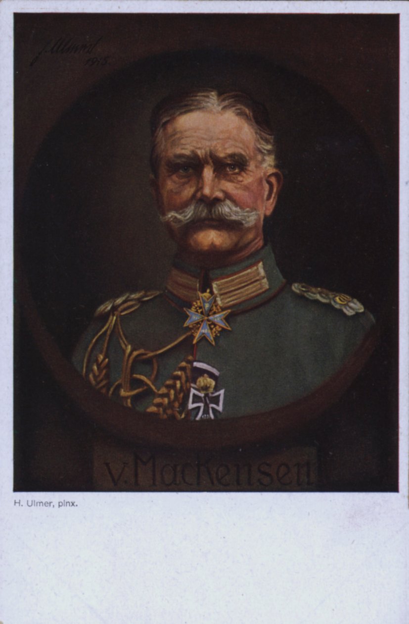 Il feldmaresciallo August von Mackensen, comandante militare tedesco della Prima guerra mondiale (litografia a colori) da European School