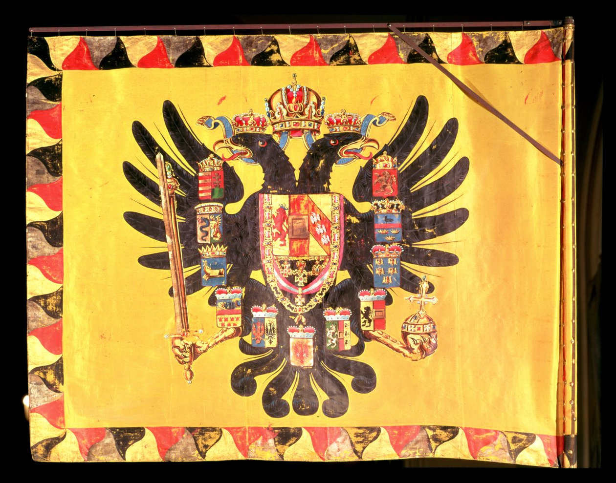 Bandiera della dinastia imperiale degli Asburgo, c.1700 da European School