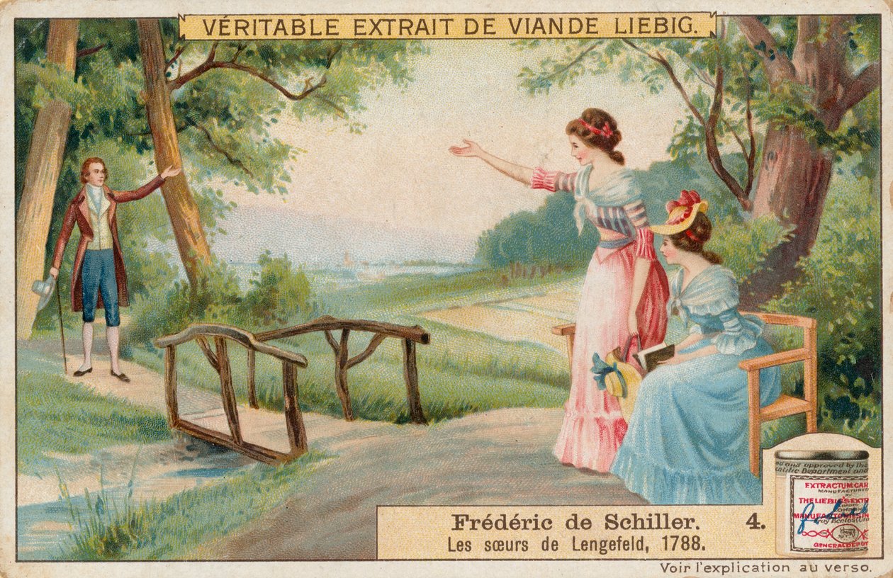 Friedrich Schiller, cartolina Liebig, inizio XX secolo (cromo) da European School
