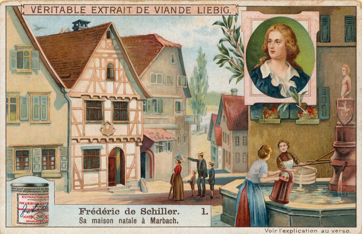 Friedrich Schiller, cartolina Liebig, inizio XX secolo (cromo) da European School