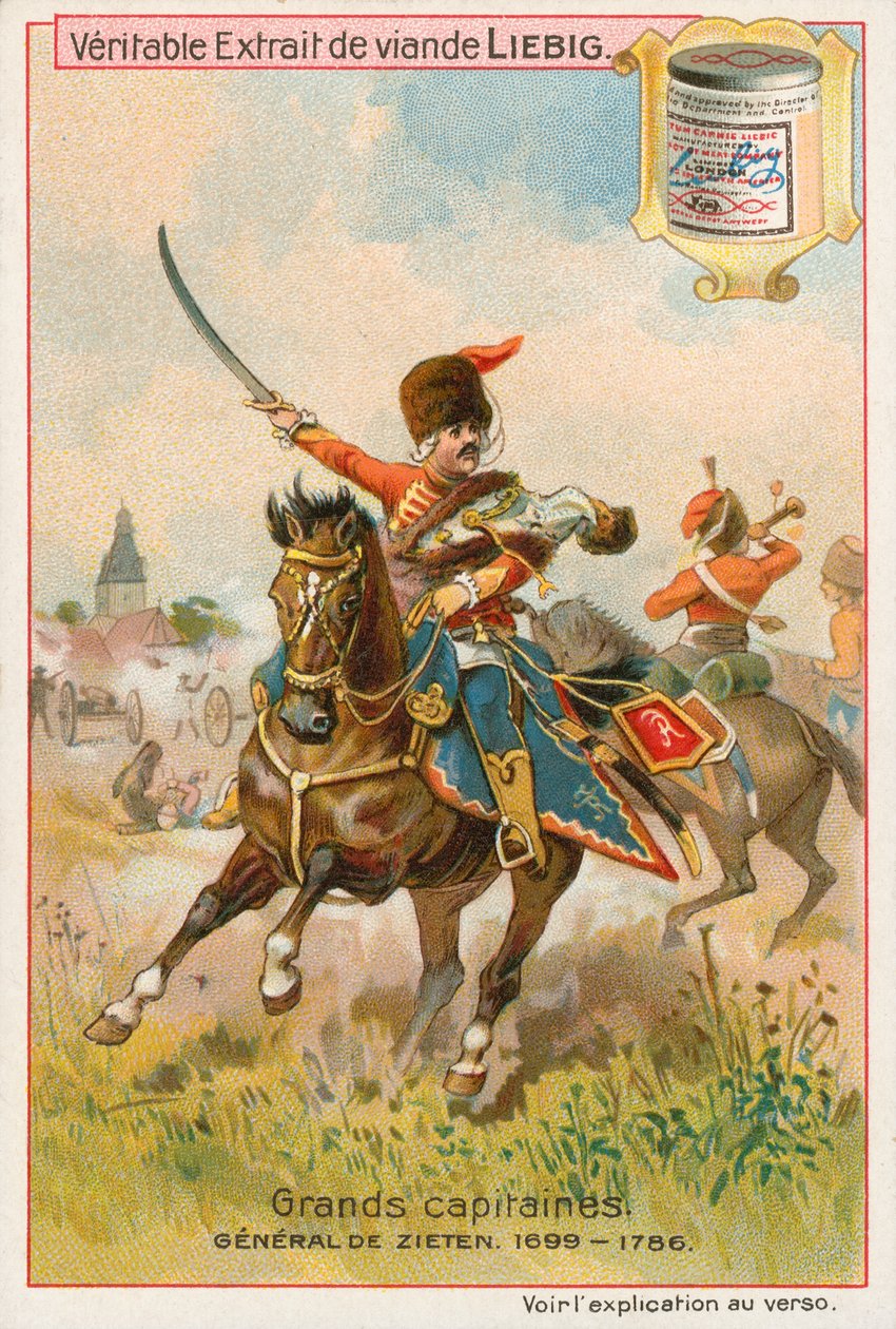 Generale de Zieten, carta Liebig, inizio XX secolo (cromo) da European School