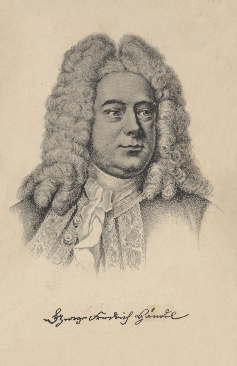 George Frideric Handel, compositore barocco inglese di origine tedesca (litografia) da European School