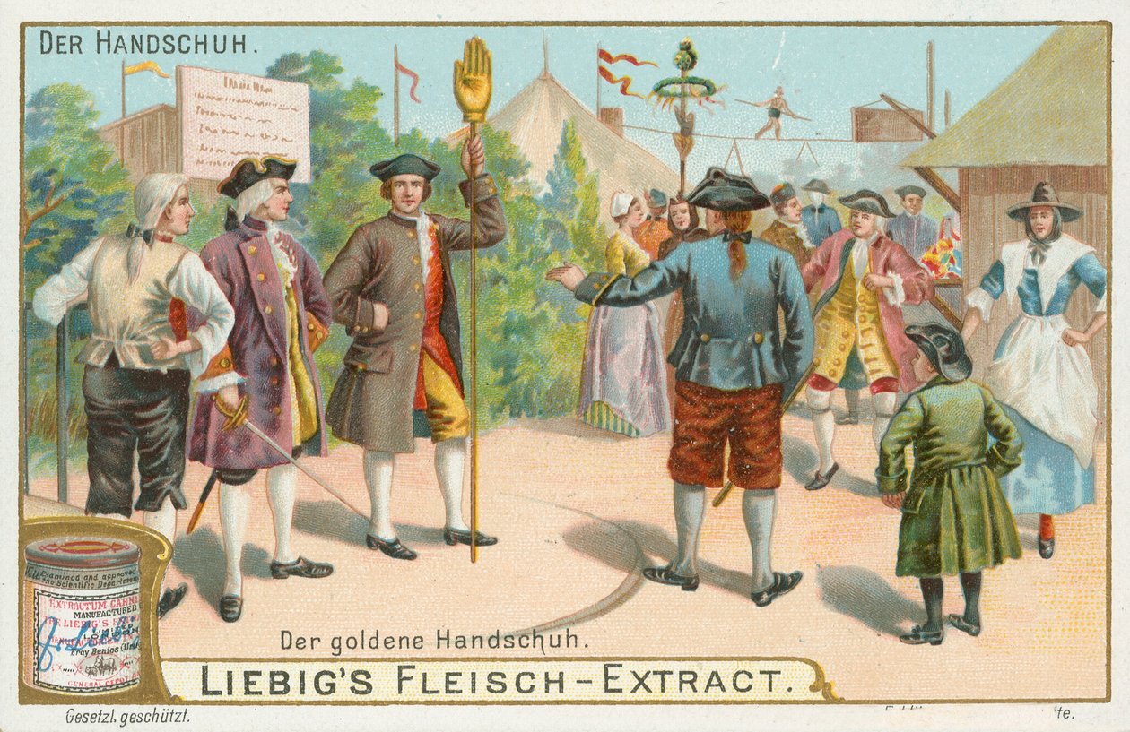 Guanti, carta Liebig, inizio XX secolo (cromo) da European School