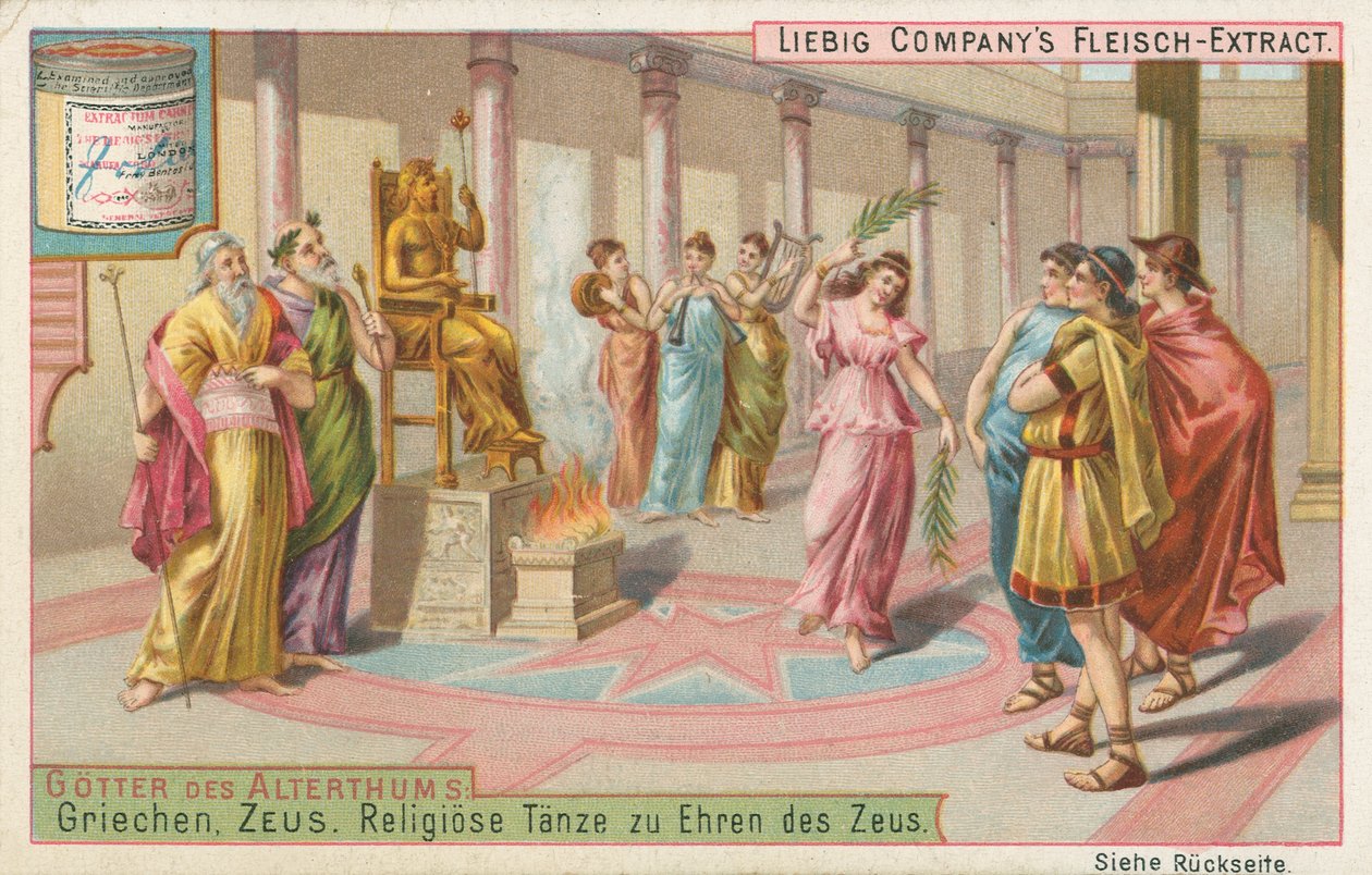 Grecia, Zeus, carta Liebig, inizio XX secolo (cromo) da European School